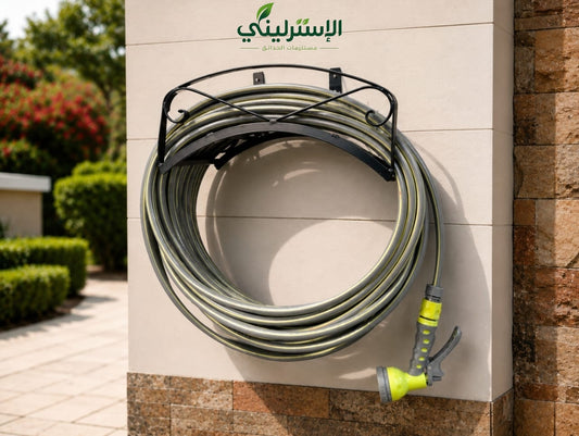 حامل خرطوم معدن حائطي باللون الأسود