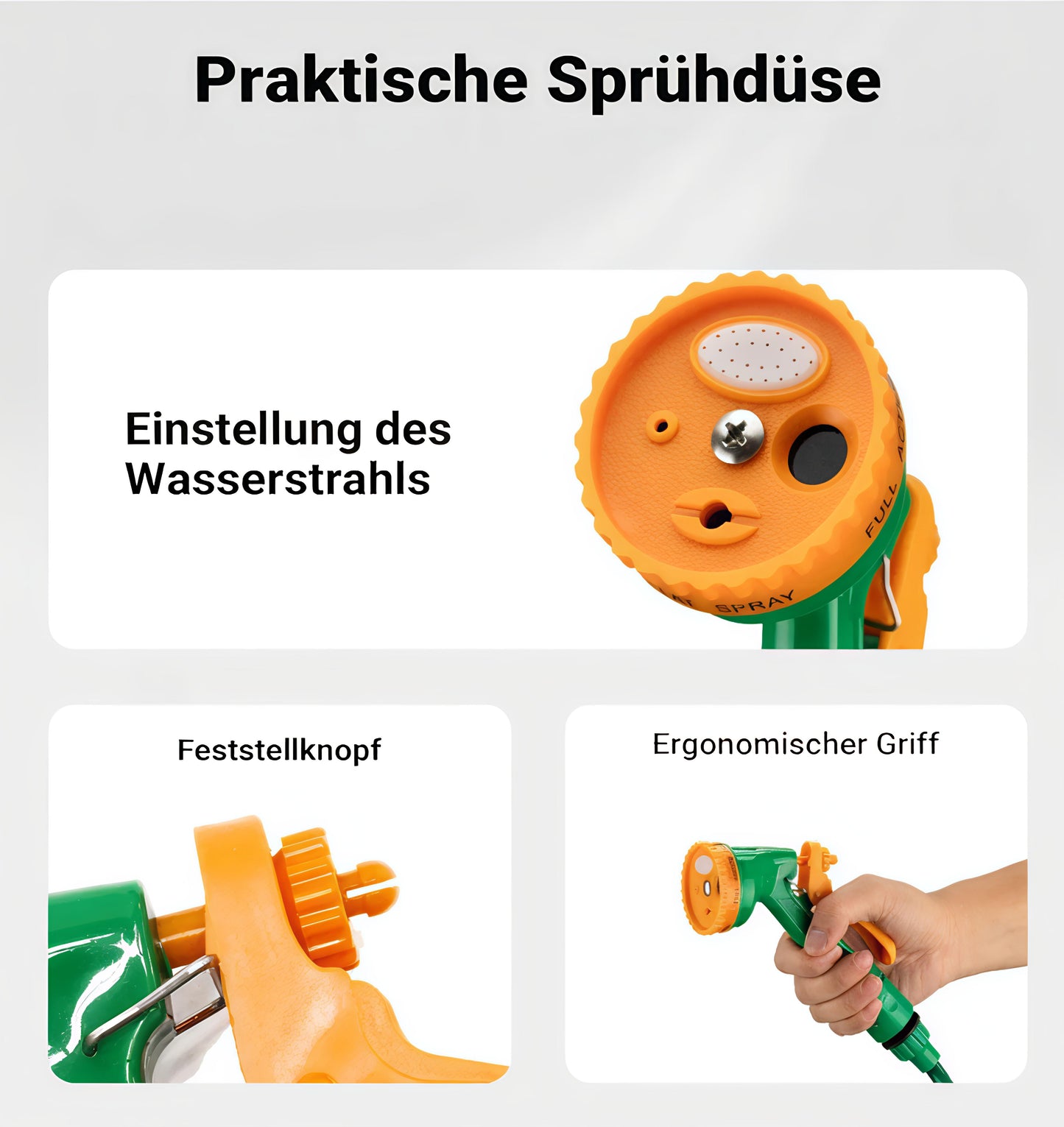 خرطوم مياة (15متر)حلزوني مع مسدس متعدد الاشكال