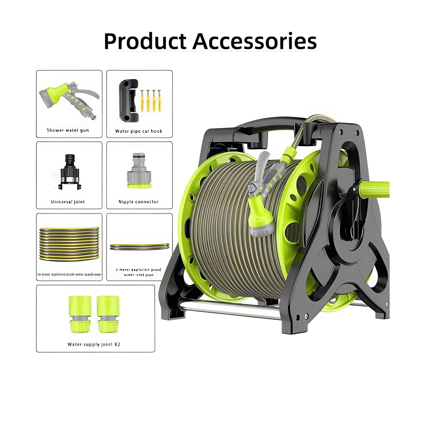 بكرة خرطوم مياه 30 متر مع رشاش متعدد الاستخدام