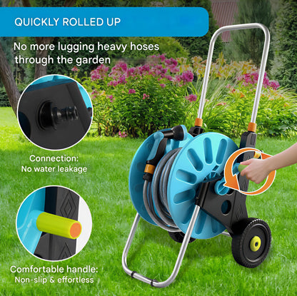 بكرة خرطوم (عربة متنقلة) بخرطوم (30متر) ومسدس متعدد الاشكال