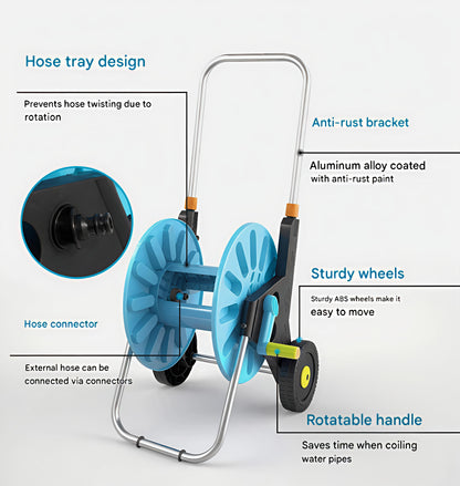 بكرة خرطوم (عربة متنقلة) بخرطوم (30متر) ومسدس متعدد الاشكال