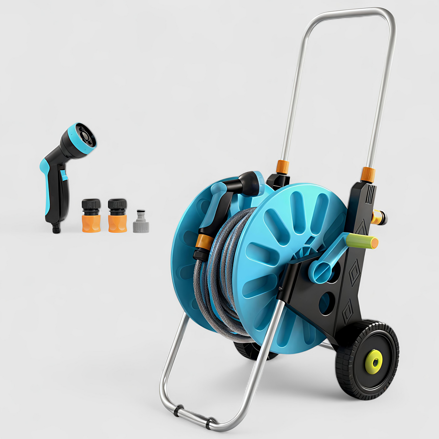 بكرة خرطوم (عربة متنقلة) بخرطوم (30متر) ومسدس متعدد الاشكال