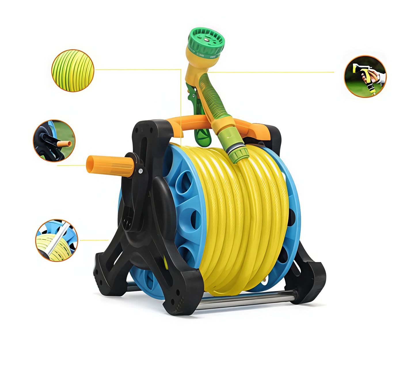 بكرة خرطوم مياه (20متر) مع مسدس  10انماط للرش